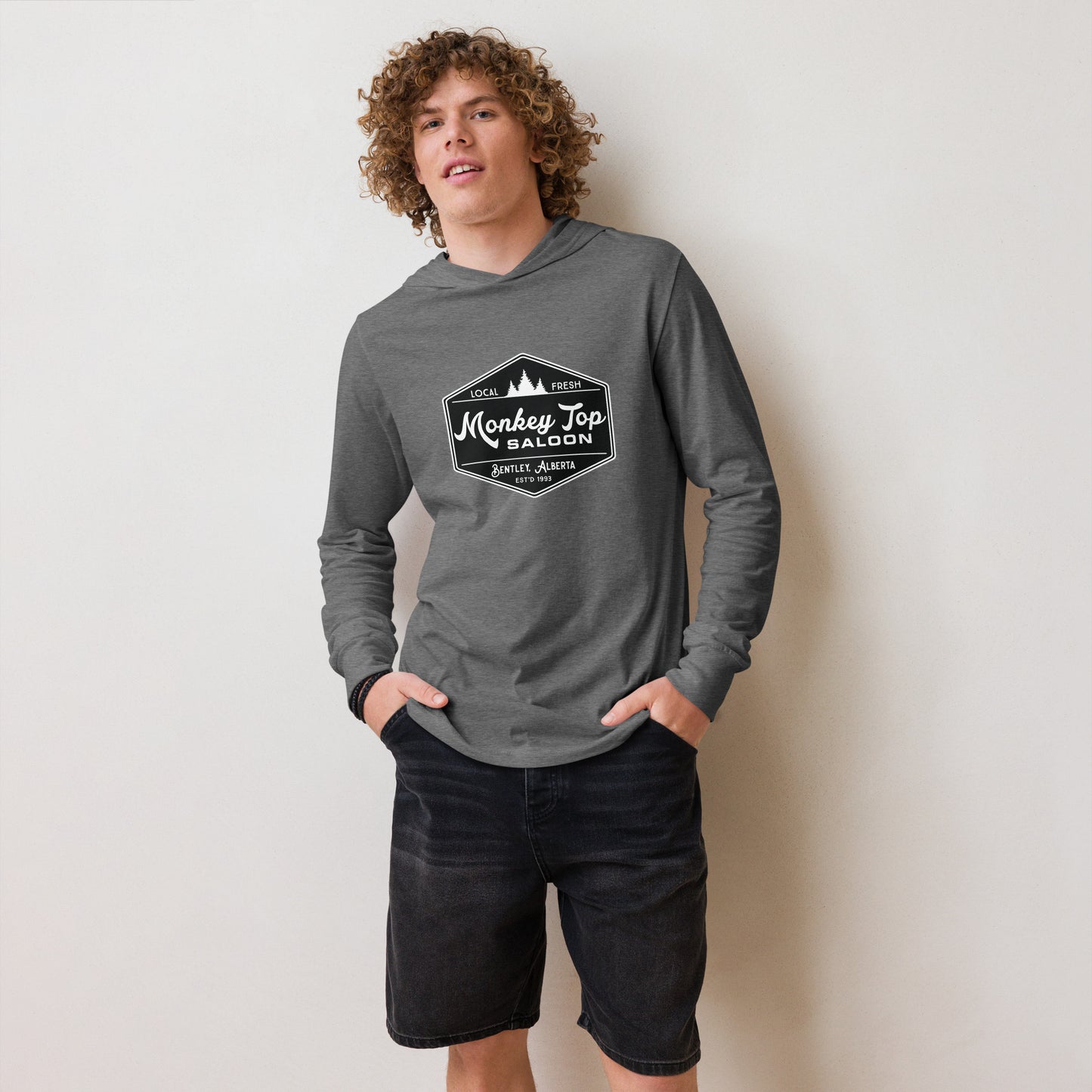 Unisex Hooded long-sleeve tee (Front)